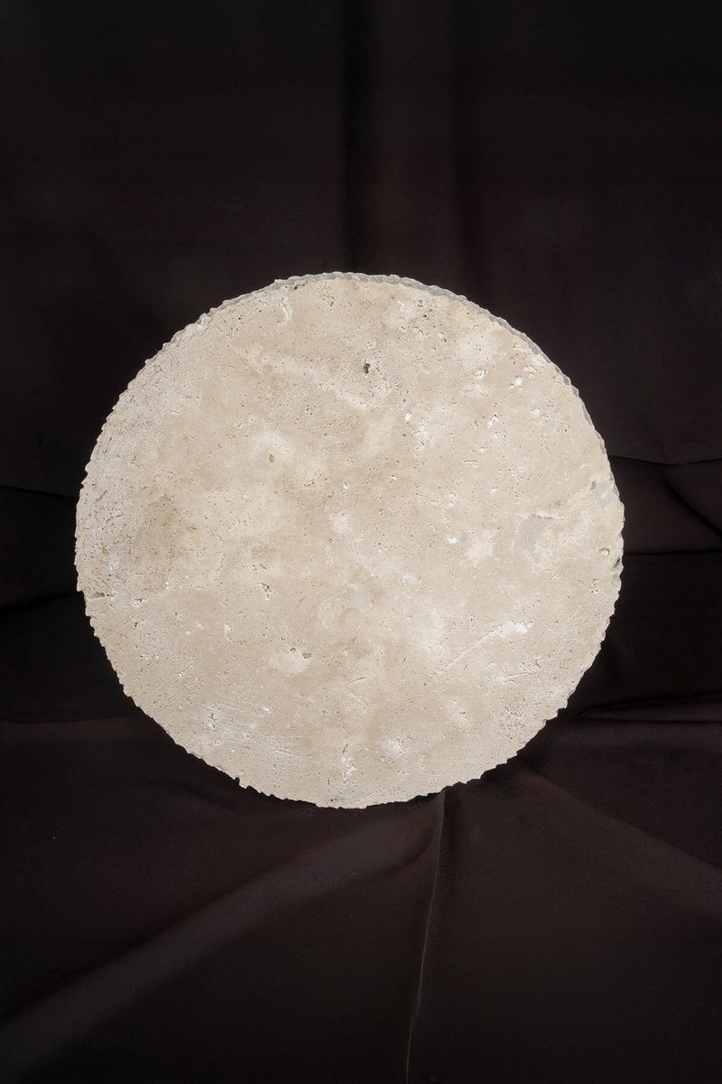 round travertine serving plate