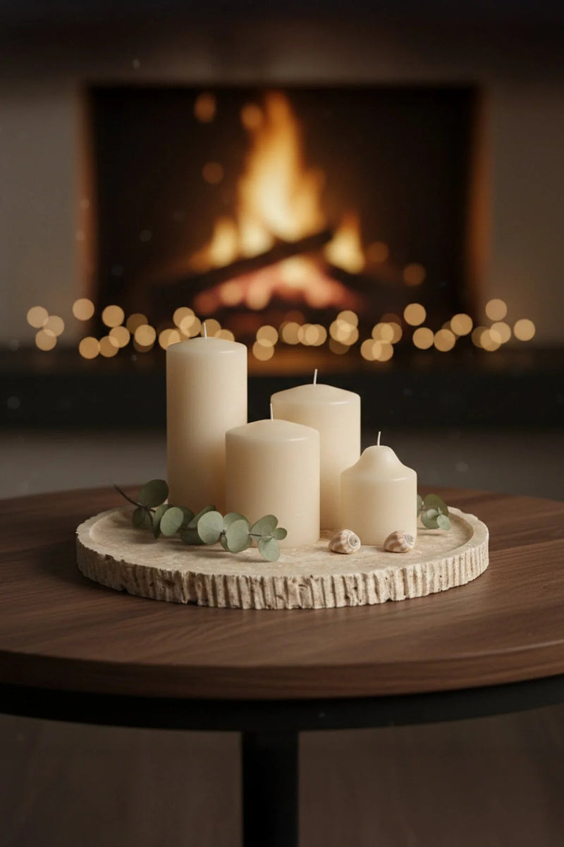 round travertine serving plate, view 5
