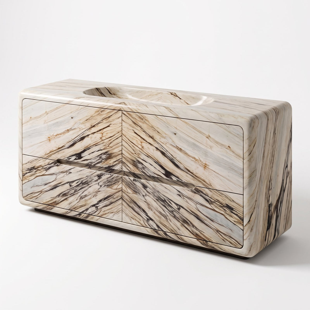Design concept: Calacatta Gold marble bathroom vanity with an integrated basin