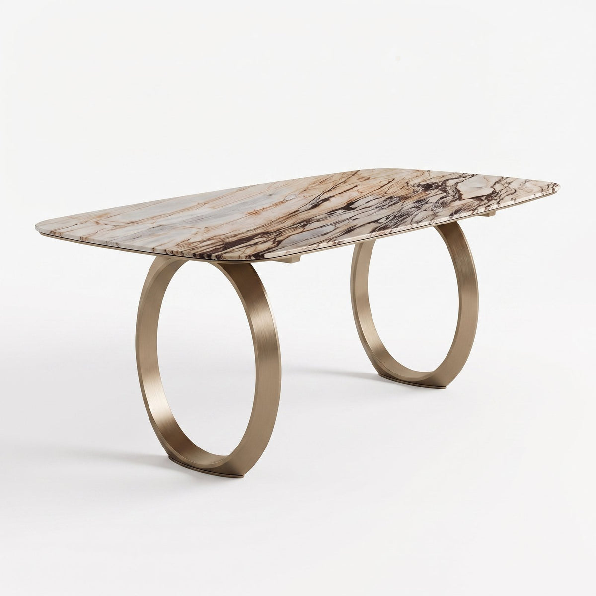 Design concept: Calacatta Gold marble console table with bronze ring legs