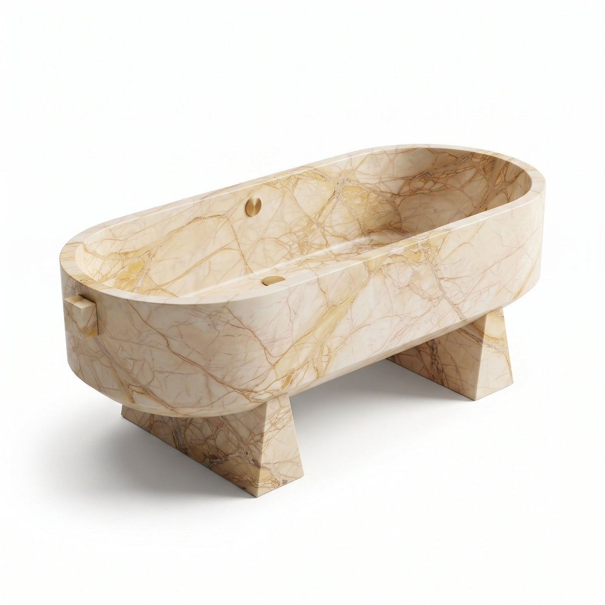 Design concept: Sunset Gold marble freestanding bathtub on sculpted feet