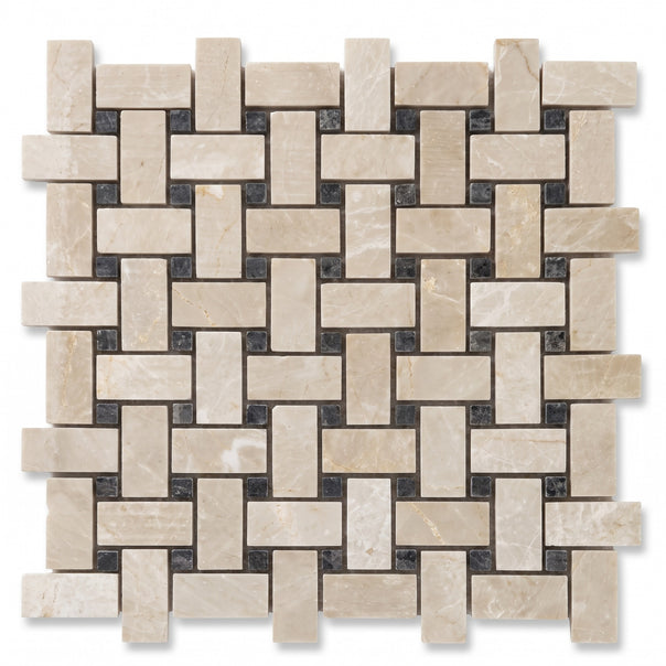 Beige Basketweave Mosaic Tile, Polished
