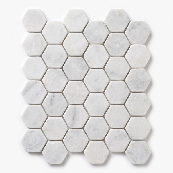 Carrara 2" Hexagon Mosaic Tile, Tumbled