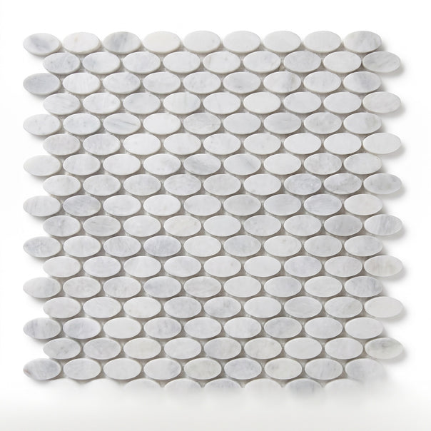 Carrara Ellipse Mosaic Tile, Tumbled