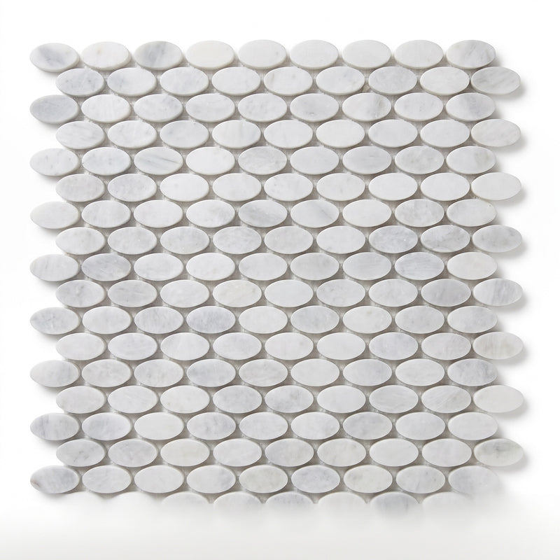 Carrara Ellipse Mosaic Tile, Tumbled
