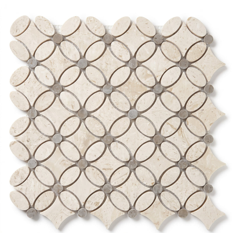 Mayra Flower Mosaic Tile, Brushed