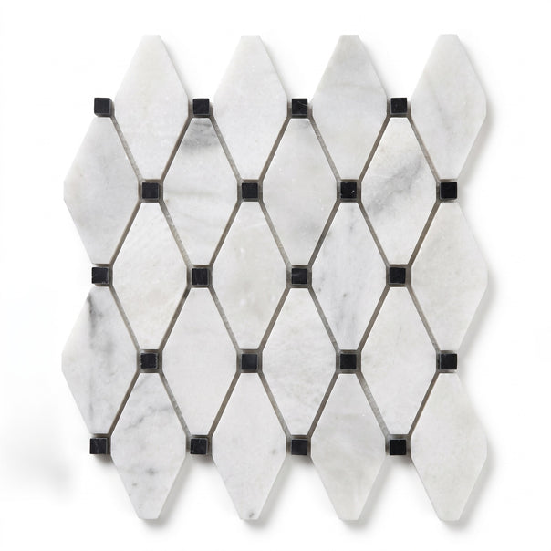 White Diamond Mosaic Tile, Honed
