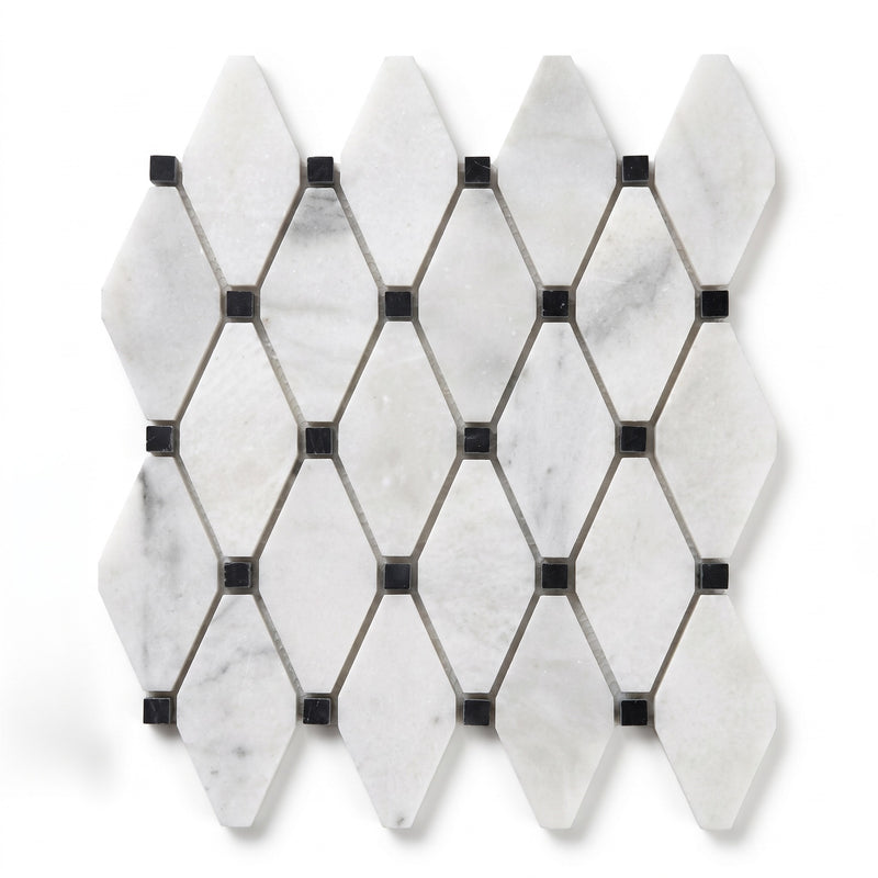 White Diamond Mosaic Tile, Honed