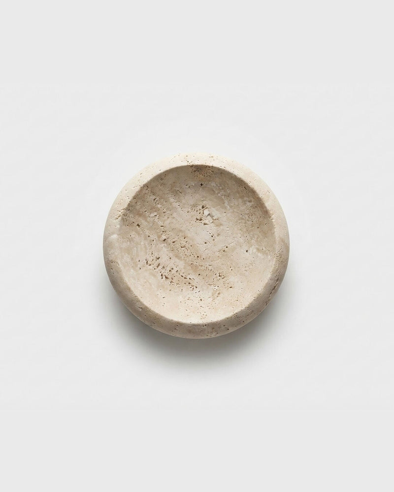 Sardis Natural Travertine Round Bowl, Travertine (26 cm)